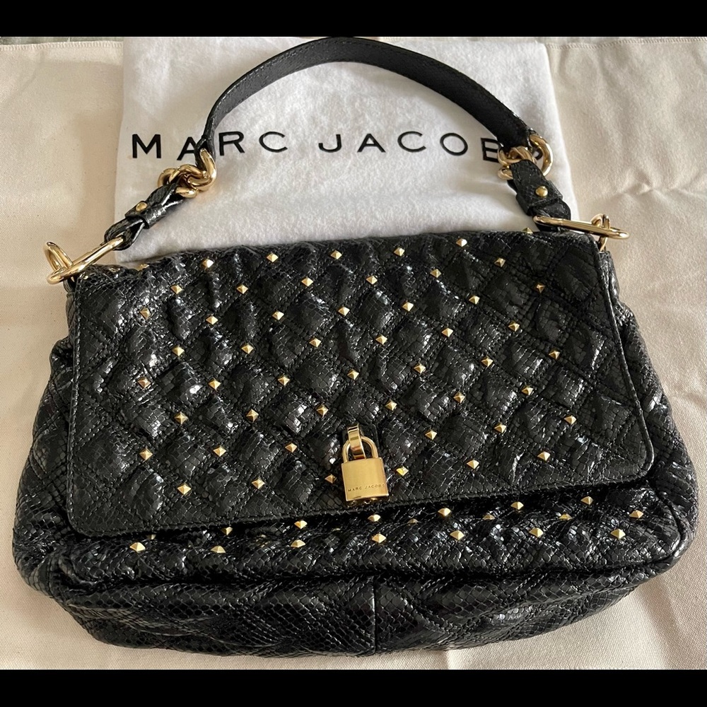 Authentic Marc Jacobs Python Embossed Gold Studs … - image 1